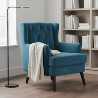 Modern Design Button-Tufted Wingback Chair Comfortable Cushion Button-Tufted Wingback Armchair Sturdy Frame Living Room Furniture Skin-Friendly Upholstery for Office Workers, Homeowners, Readers, Balcony, Bedroom, Reading Nook, Reception Area