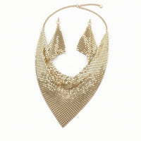 Geometric Necklace and Earrings Set Shimmering Statement Necklace with Earrings Reflective Jewelry Dangling for Photoshoots