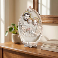 Christian Holy Family Wall Plaque Gold-Toned Holy Family Wall Plaque with Keyhole Hanger Lightweight Decor Sturdy for Entryway