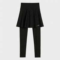 Skirted Leggings for Women with High Waist and Integrated Overlay, Stretch Cropped Length Skorts for Gym Running Tennis