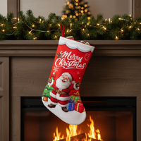 Christmas Stocking Gift Bag for Kids, Candy, and Decorations - Digital Print Santa, Snowman, Reindeer