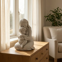Stone-Look Mother and Son Figurine Home Decor Mother and Son Statue Sentimental Meaningful for Mothers, Art Collectors, Tabletop