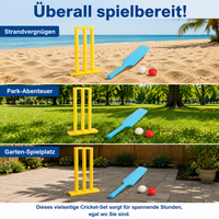 Cricket Set for Kids 7-14 Years, 58x8cm Complete Ball Game Set made of PP, for Indoor and Outdoor, with Bat, Stumps and Balls