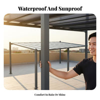 Aluminum Carport Waterproof Aluminum Sun Cover Protection Outdoor Gazebo for Homeowners, Families, Courtyard, Backyard, Poolside