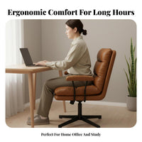 Height Adjustable Upholstered rotating Seat Ergonomic spine Support Upholstered Caster Chair Modern Design Office Furniture Soft Upholstery for Remote Workers, Students, Adults, Study Room, Bedroom, Small Spaces