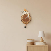 Modern Design Cat Wall Clock Creative Design Swinging Tail Cat Clock Silent Movement Timepiece Long-Lasting Material for Bedroom