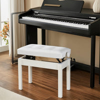 Tufted Adjustable Piano Bench Cushioned Piano Stool with Padded Seat Sturdy Keyboard Bench Stable for Pianists, Guzheng Players, Studios, Stages