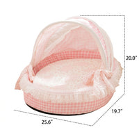 Cat Bed and Dog Bed Pet Tent, All Season Pet Bed with Round Shape, Semi-Enclosed Canopy for Indoor Cats and Small Dogs, Multi-Scene Use Comfort