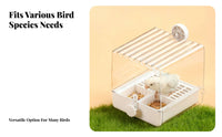 Pull-out Base Transparent Bird Bath Container Removable Tray Cage-Mounted Bird Bath Easy to Hygienic Pet Accessory Suction-Cup Mount