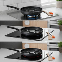 4 Cup Egg Pan with Brush Four-Hole Egg Frying Pan with Multiple-Well Skillet for Home Cooks, Busy Parents, Breakfast, Meal Prep, Kitchen