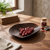 Decorative Tray Irregular Oval Serving Dish Shallow Fruit Bowl for Coffee Table, Entryway, Living Room