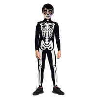 Full-Length Skeleton Suit Full Body Skeleton Suit Halloween Costume Bodysuit Elastic Black and White