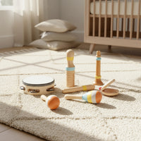 6 Pieces Children's Percussion Set Natural Wooden Musical Instrument Set Toddler Percussion Instrument Kit Early Learning
