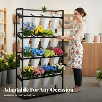 Large Capacity Multi-Tier Florist Rack Space-Saving Tiered Flower Container Holder Stable and Sturdy Frame Storage Fixture Easy Assembly for Wedding Planners, Shop Owners, Homeowners, Balcony, Patio, Living Room