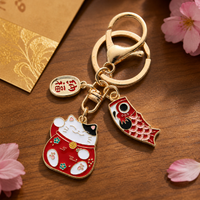 Japanese Cartoon Lucky Cat Koi Fish Keychain for Bags and Car Keys