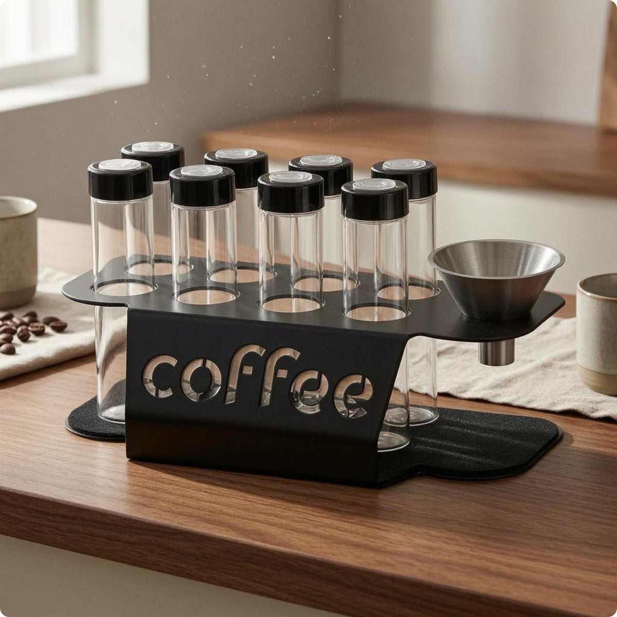 Coffee Bean Rack Cutout Coffee Display Organizer Two-Level Countertop Shelf