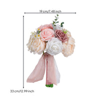 Faux Bridal Bouquet Pastel Artificial Rose Bouquet Delicate Flowers Lifelike for Weddings