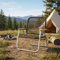 Folding Lounge Chair Low-Profile Folding Rope Chair Travel-Friendly Furniture for  , Backyard, Camping