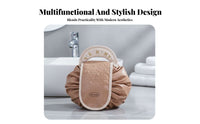 Drawstring Makeup Bag Waterproof Lay Flat Cosmetic Bag Foldable Open Flat Cosmetic Organizer for Women