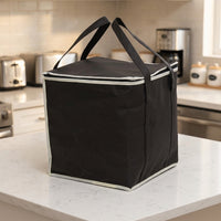 Travel Bag and Cool Bag for Food Delivery, Foldable Shopping Bags with Aluminum Foil Lining and Front Pocket, Party Food Delivery Bag, 1 Pack