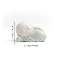 Compact Buddha Figurine with Incense Holder Small Buddha Figurine Zen Ceramic Incense Burner Cute for Buddhists