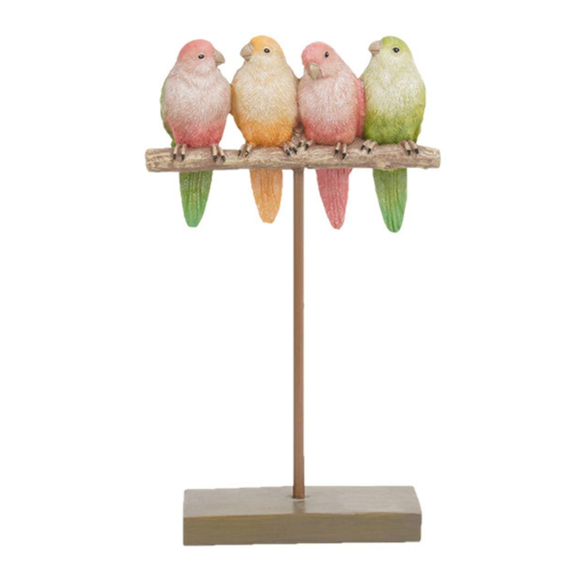 Bird Figurine with Wooden Base Compact Bird Ornament with Branch Sturdy for Desk