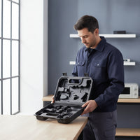 Molded Plastic Toolbox Waterproof-Style Hard Hard-Shell Container Clamshell Tool Case Compact Utility Box Textured for DIYers