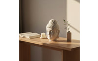 Matte White Ceramic Buddha Head Easy to Clean Buddha Head Statue Simple Bust Sculpted for Desk