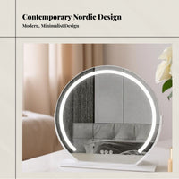 Desktop Vanity Mirror with LED Lights, Large Makeup Mirror, Press Control, Nordic