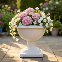 Pedestal Planter Roman-Style Urn Planter Raised-Relief Flower Pot for Gardeners