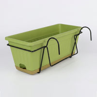 Hanging Flower Box 3-Piece Set, Rectangular Resin Planter 50x19.5x17cm, with Drainage for Balcony & Garden
