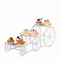 White Three-Tier Dessert Stand Scalloped Edges Dessert Display Stand Freestanding Three-Tier Serving Tray Stepped Design for Afternoon Tea