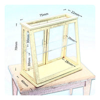 Clear Acrylic Panels 1/12 Scale Display Cabinet Wooden Frame Dollhouse Display Cabinet Opening Doors Dollhouse Bakery Case Exquisite Details for Hobbyists, Collectors, Miniature Scene, Craft Projects