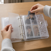Crystal Clear 3-Inch Mini Photo Card Album with Wavy Design, Loose-Leaf Collector for Kpop Photocards