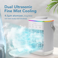 CF-006A Desktop Air Cooler Fan with 4-Speed Adjustment and Colorful Ambient Light (White)
