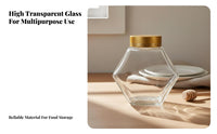 Glass Honey Pot with Wooden Dipper Airtight Closure Glass Honey Dipper Jar Sealed Jam Jar Leak-Resistant Food Storage Versatile