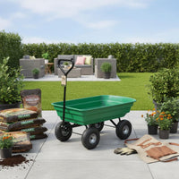 75L Capacity Garden Dump Cart All-Terrain Wheels Poly Garden Dump Cart Pneumatic Tires Heavy Duty Yard Wagon Pivoting Handle for Farmers, Landscapers