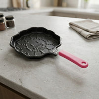 Sunflower Frying Pan Lightweight Flower Shaped Skillet Scalloped Pan Compact for Campers, Camping, Small Kitchens