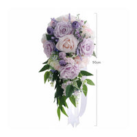Artificial Teardrop Bouquet Photo-Ready Cascading Wedding Bouquet Pollen Allergy Waterfall Flower Arrangement for Brides