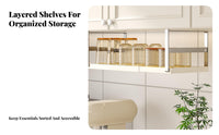 Extendable Hanging Storage-Areasaving Under-Shelf Sliding-in Rack Adjustable Design Cabinet Organizer for Homeowners, Renters, Kitchen, Pantry, Closet
