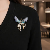 Butterfly Brooch Gold-Plated Butterfly Pin Brooch with Zircon Delicate Jewelry Transparent for Women, Evening Wear, Weddings