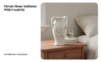 Ceramic Vase Elegant Design French Design Vase Hand Glazed White Handmade Flower Holder for Living Room, Entryway Console
