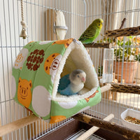 Winter Bird Hammock and Bird Warmer, Fleece Parrot Nest for Small Parakeets, Removable Bedding Nest with Two Entries and Hanging Clips