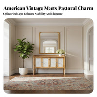 Vintage Design Carved Entryway Cabinet Versatile 4 Door Sideboard Sturdy Construction Carved Door Storage Cabinet for Guesthouse Owners, Interior Designers, Homeowners, Hallway, Dining Room, Kitchen, Bedroom
