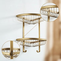 Double-Layer Shower Shelf Fan-Shaped Washroom Shelf with Two Tiers Space-Saving