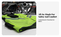 Reflective Motorcycle Vest 360° Reflectivity Luminous Yellow Safety Vest High Visibility Clothing Lightweight & Breathable