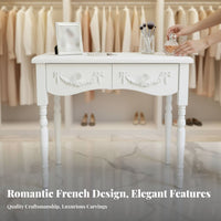 Ornate Dressing Table Set Multi-Drawer Storage for Apartment, Girls, Homeowners