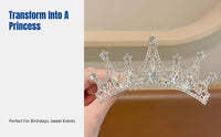 Princess Hair Comb for Girls, Crystal Headpiece, Kids Birthday Tiara, Elegant Crystal Hair Accessory