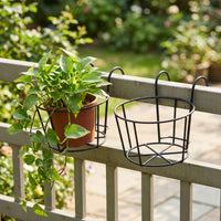 Flowerpot Holder with Hook Iron Balcony Planter Holder Metal Hanging Railing Planter for Patio, Fence