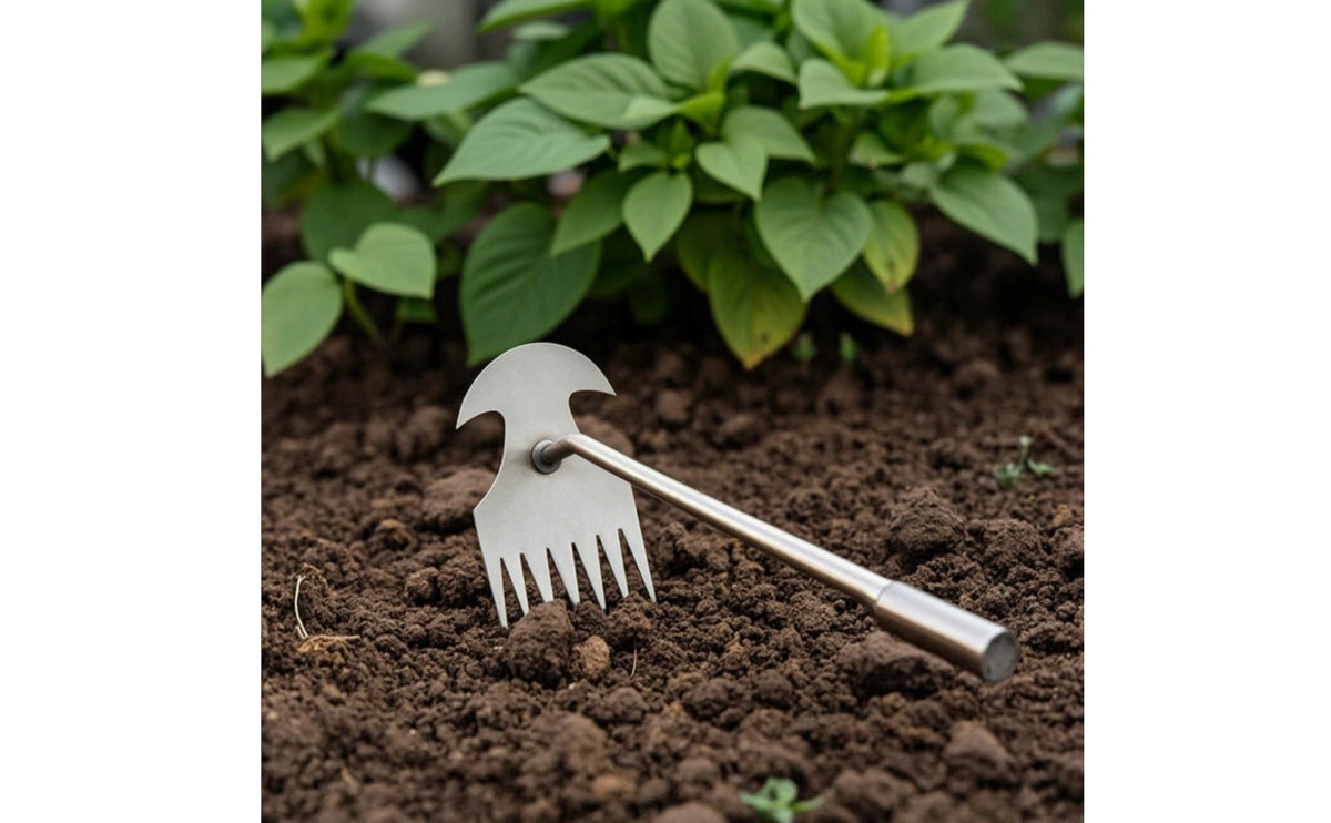 Weeding Rake Rust-Resistant Unwanted Plant Rake Unwanted Plant Pulling Tool Heavy-Duty Hand Weeder Portable for Gardeners